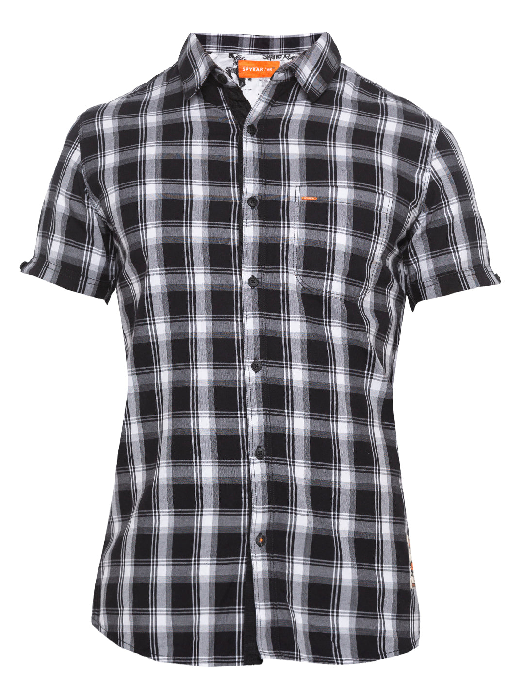 Spykar Men Black Checked Slim Fit Casual Shirt