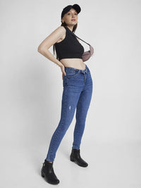 Spykar Women Mid Blue Lycra Super Skinny Fit Ankle Length Clean Look Jeans -(Alexa)