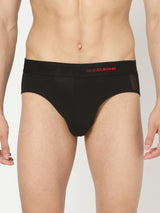 Underjeans By Spykar Men Premium Cotton Blend Black Brief