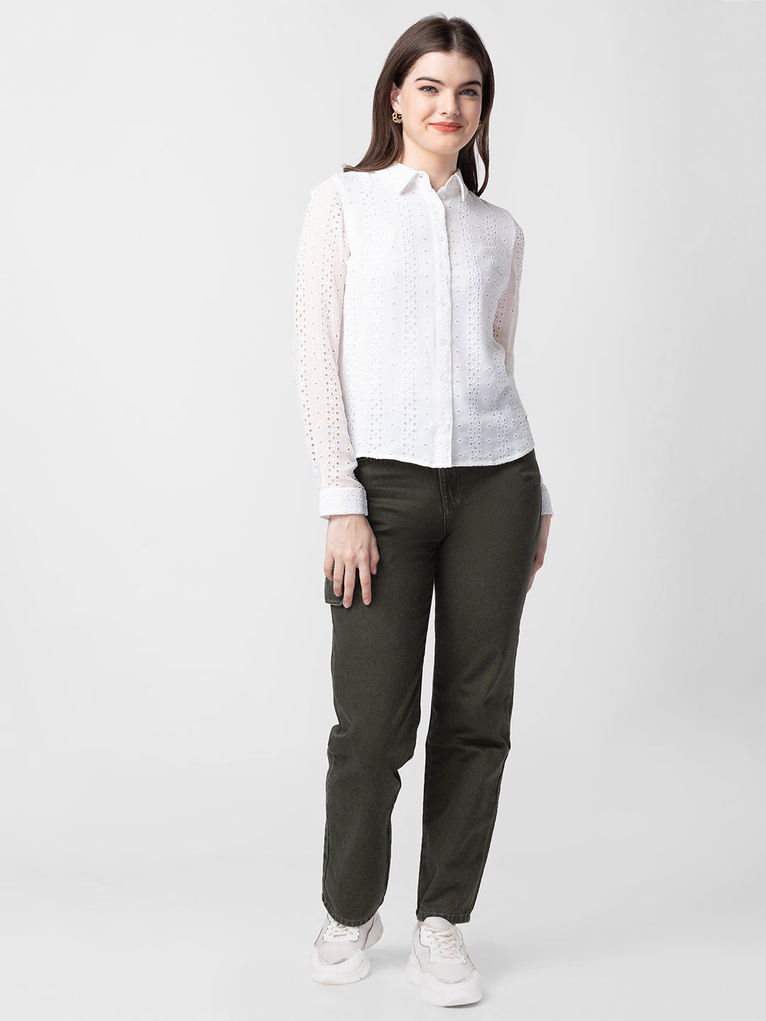 Spykar Women Olive Green Cotton Straight Fit Regular Length Jeans (Bella)