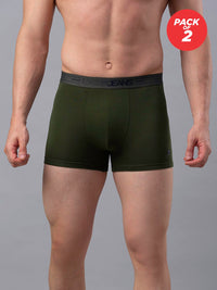 Men Premium Cotton Blend Olive Trunk - (Pack Of 2)- Underjeans By Spykar