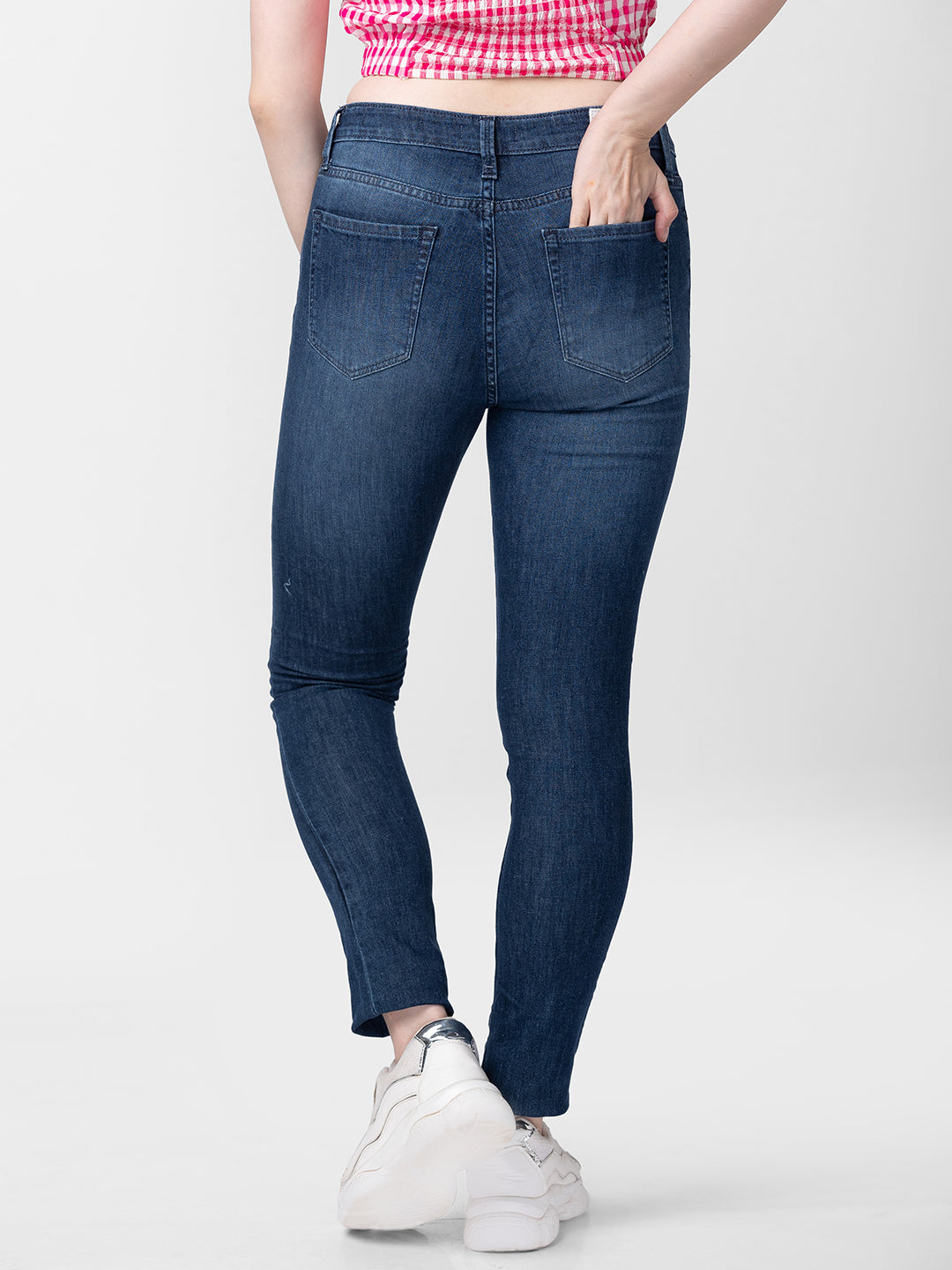 Spykar Women Mid Blue Cotton Skinny Fit Regular Length Jeans (Adora)