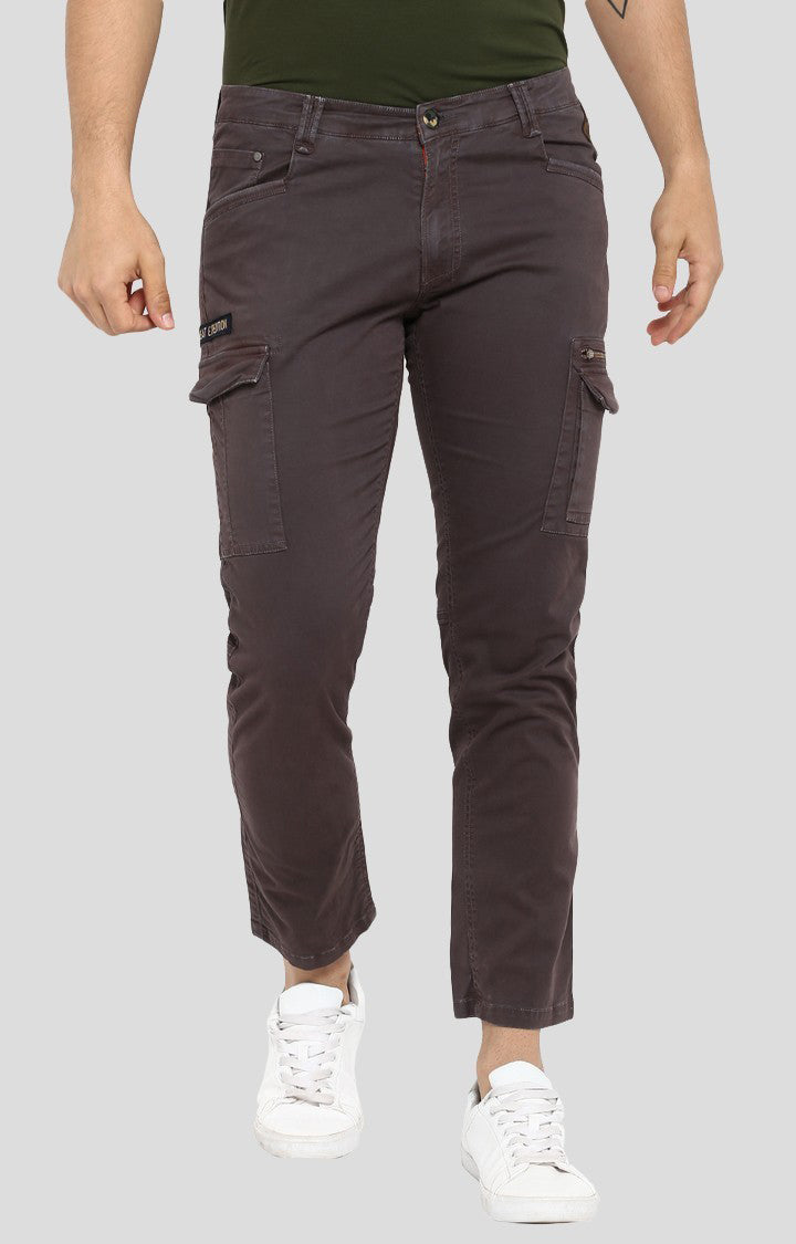 Spykar Men Black Cotton Slim Fit Casual Trousers