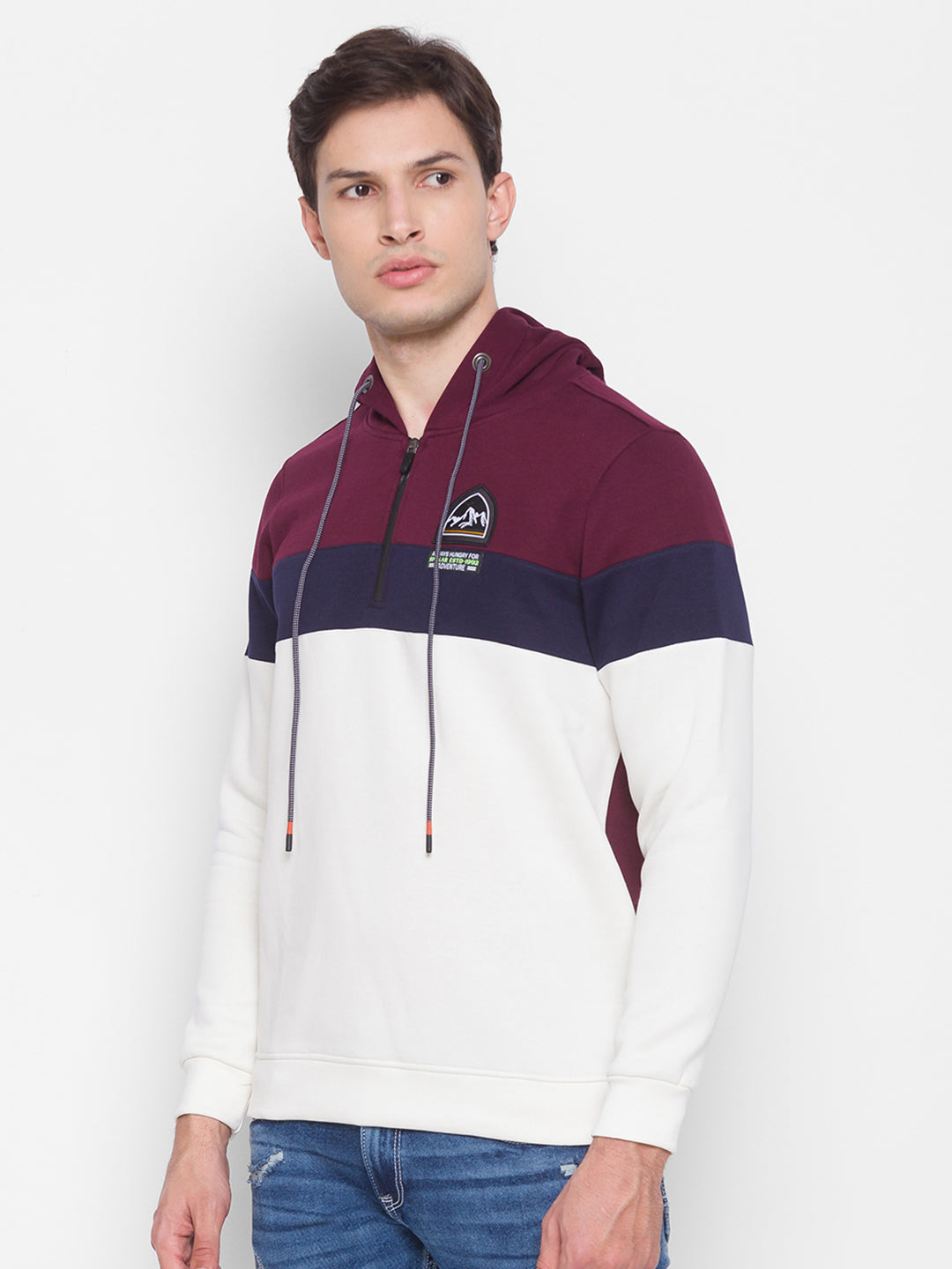 Spykar White Cotton Sweatshirt For Men