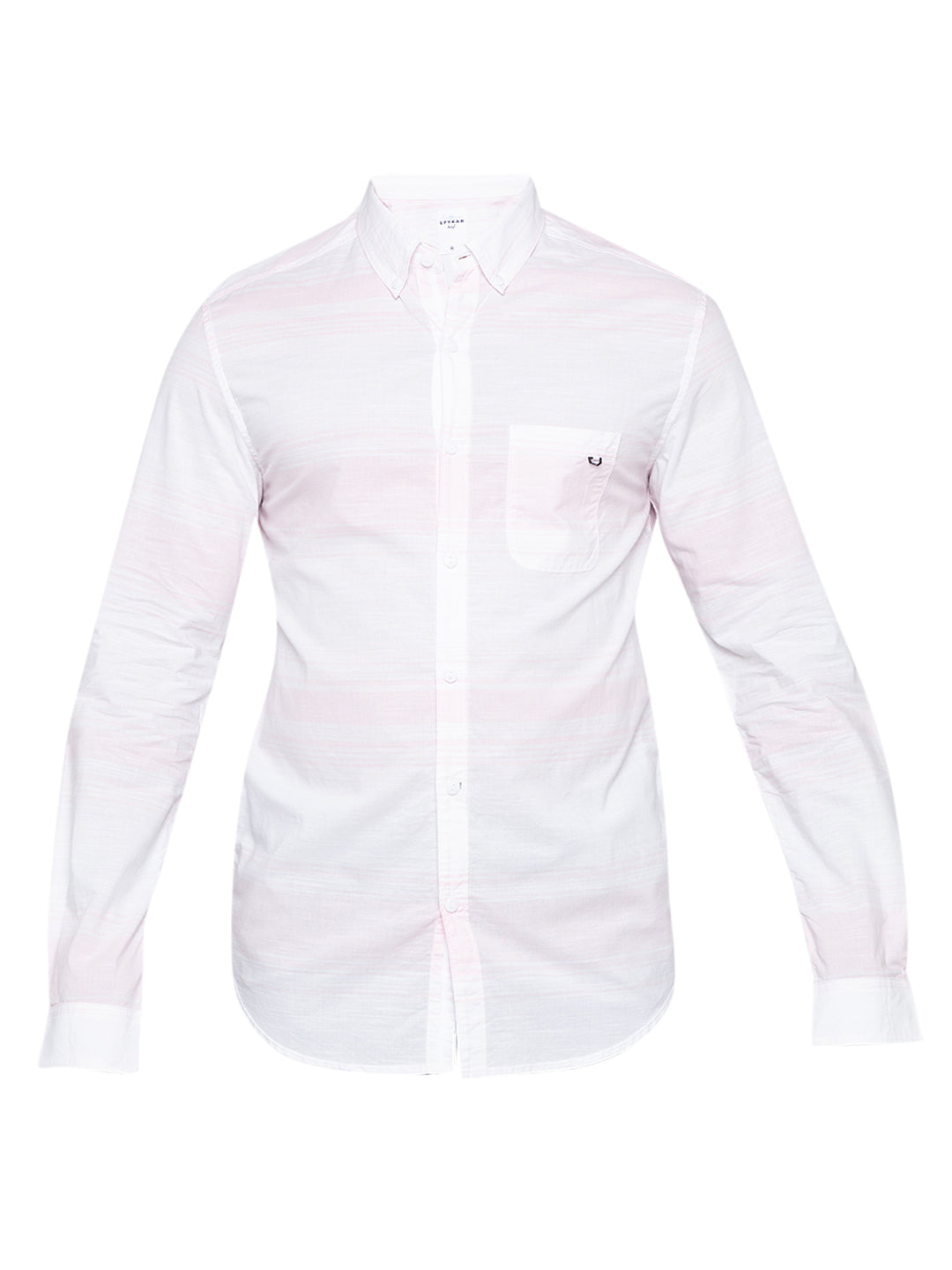 Spykar Pink Cotton Slim Fit Shirts For Men