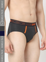 Underjeans by Spykar Men Premium Pack of 2 Navy- Dark Grey Brief