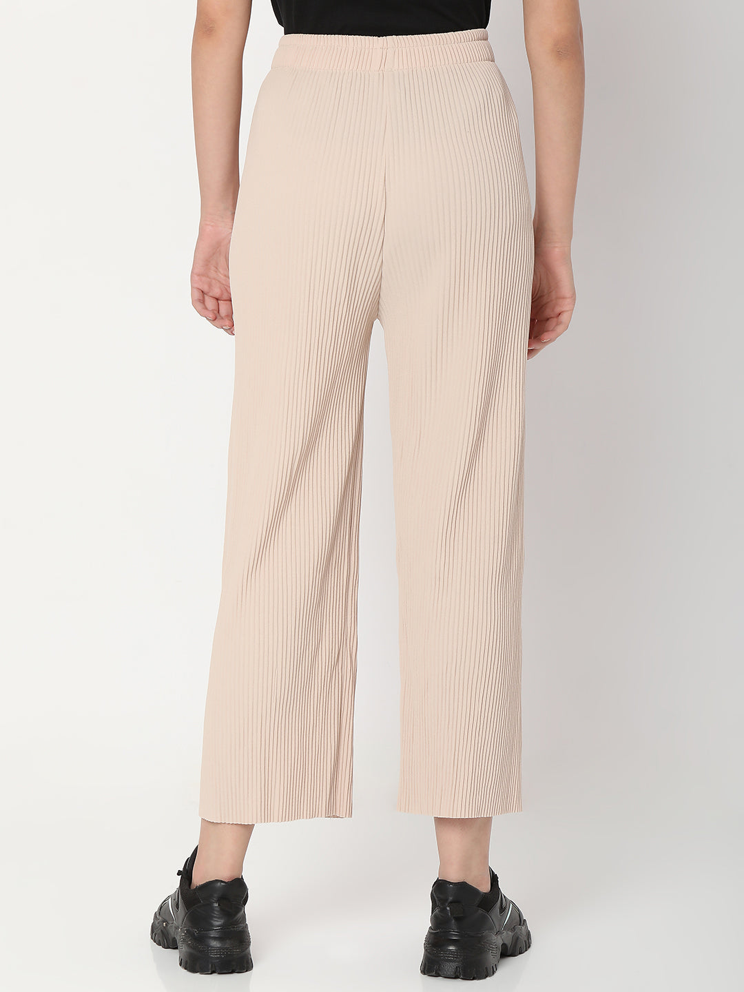 Spykar Cream Cotton Regular Fit Trackpants For Women
