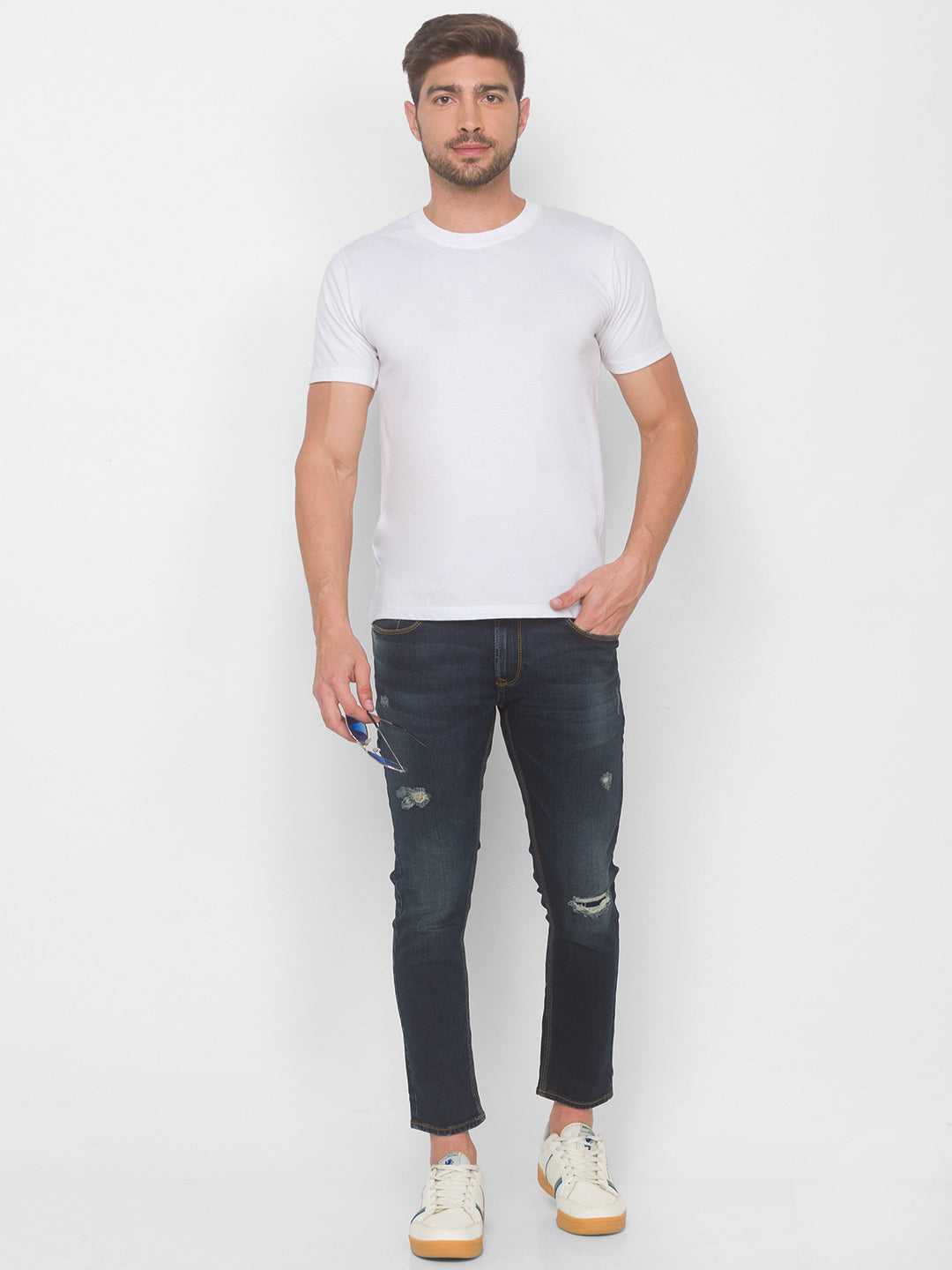 Spykar Men Grey Cotton Slim Fit Tapered Length Jeans (Kano)