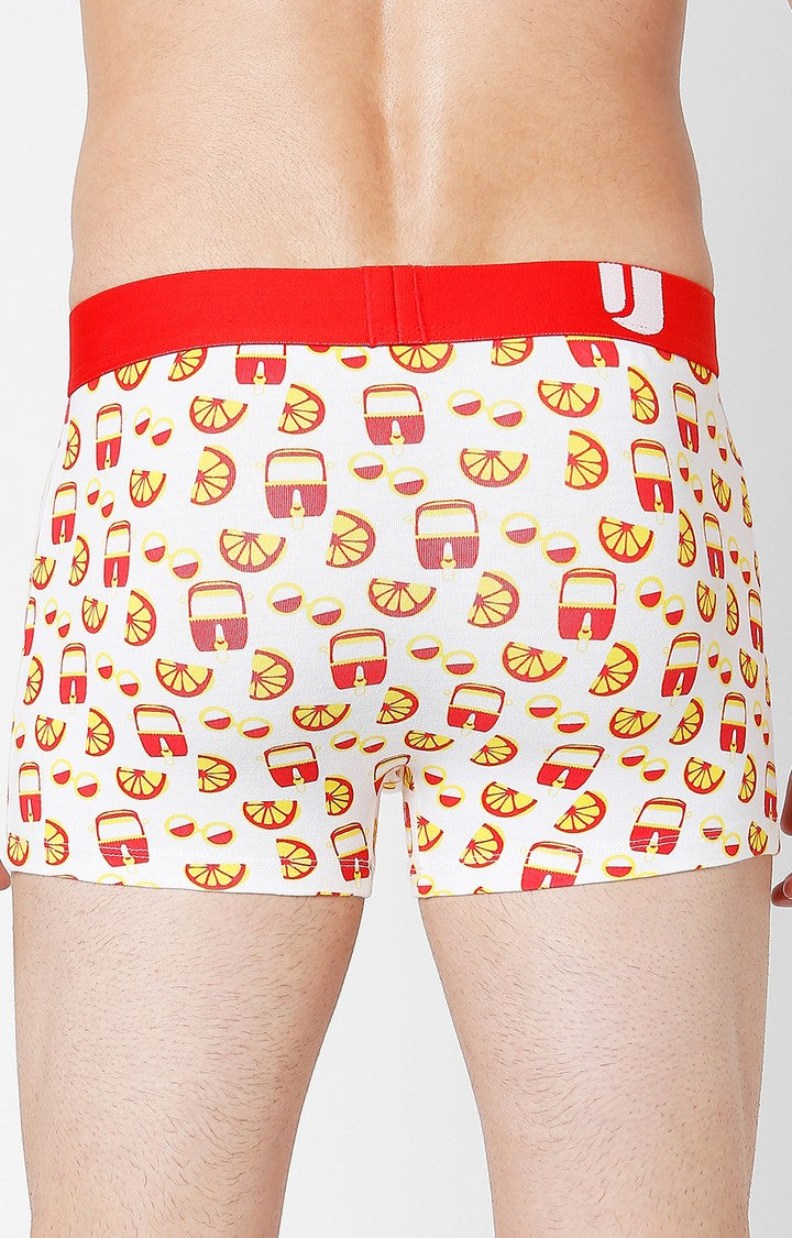 Underjeans By Spykar Men Premium Red Cotton Blend Printed Trunk