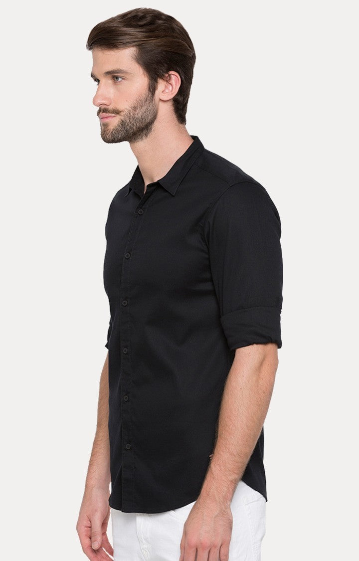 Spykar Men'S Black Cotton Solid Casual Shirts