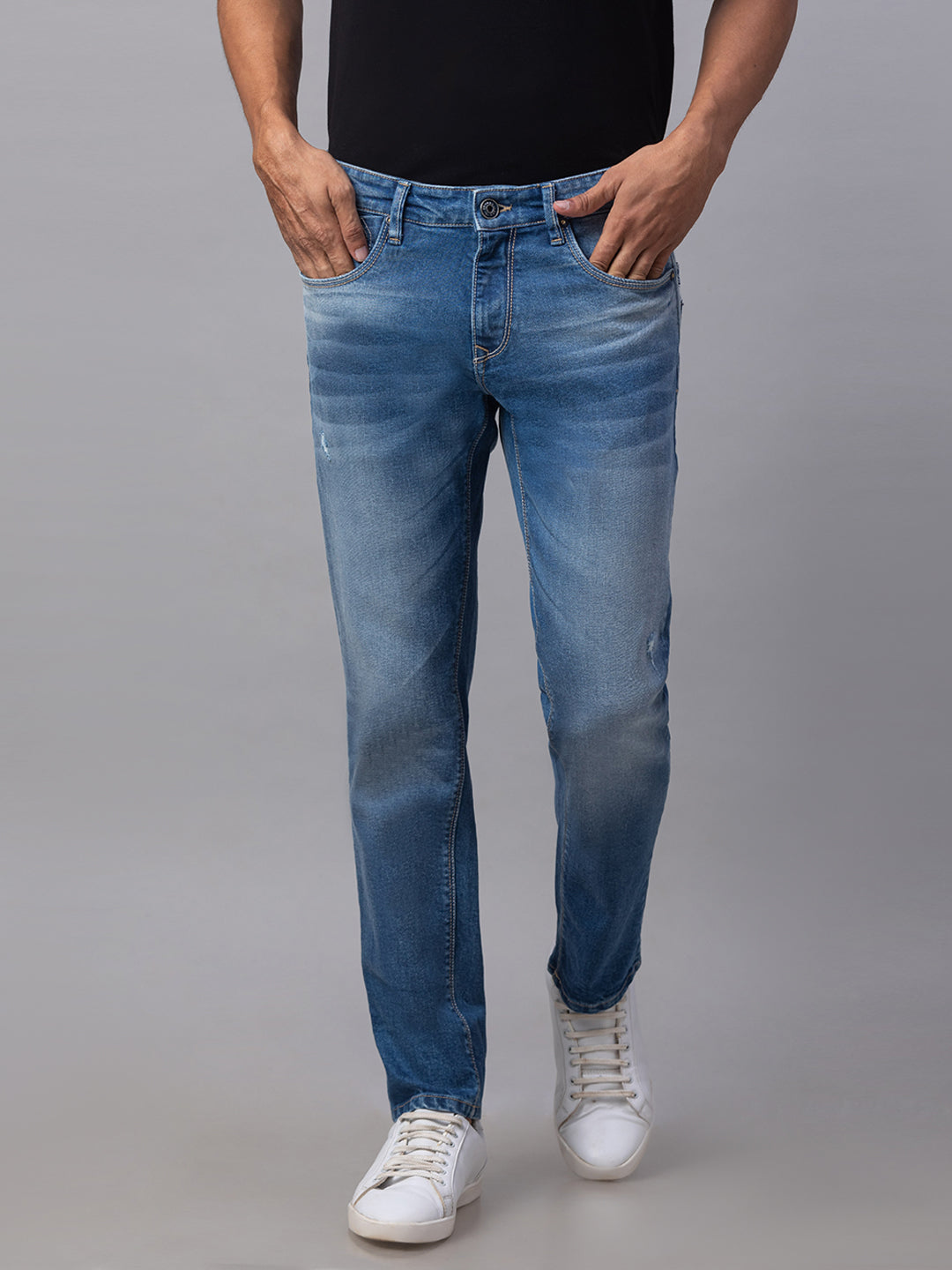 Spykar Men Blue Cotton Regular Fit Regular Length Jeans (Actif)