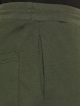 Men Premium Cotton Blend Olive Trackpant- Underjeans By Spykar