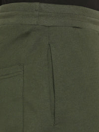Men Premium Cotton Blend Olive Trackpant- Underjeans By Spykar