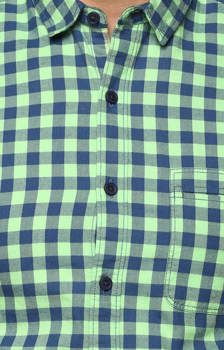 Spykar Men'S Green Cotton Checked Casual Shirts