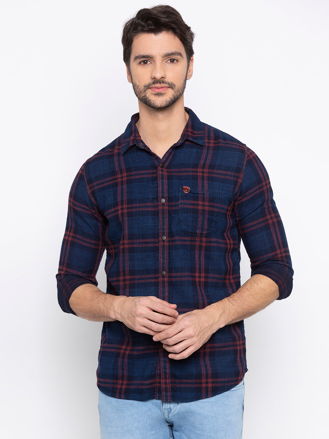 Spykar Men Red Cotton Casual Shirt