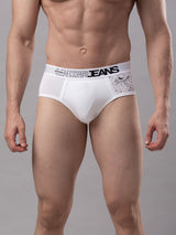 Underjeans By Spykar Men Premium Cotton Blend White Brief - (Pack Of 2)