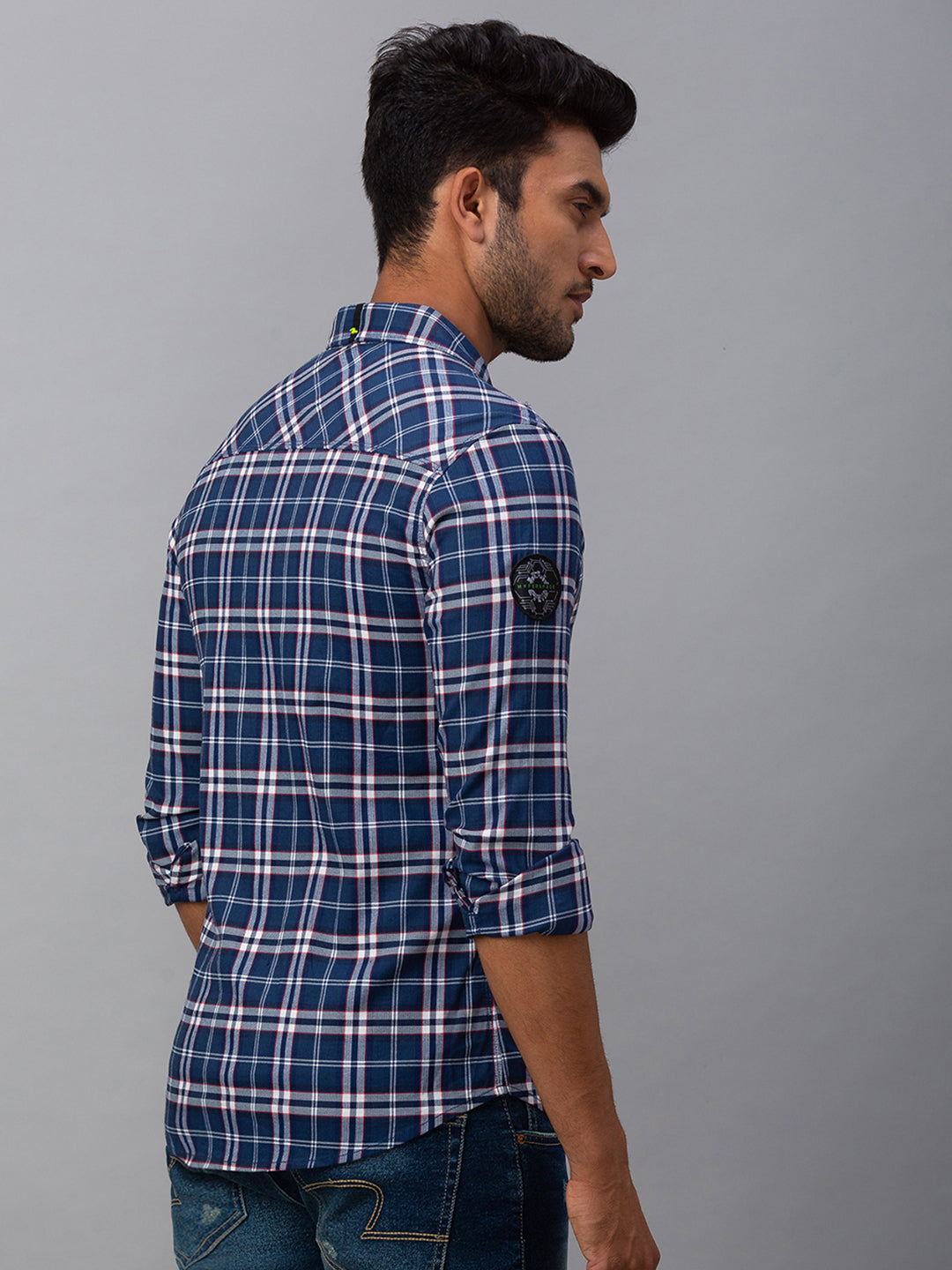 Spykar Men Blue Cotton Slim Fit Shirt