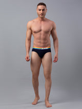 Men Premium Cotton Blend Navy-Multi Brief - (Pack Of 2)- Underjeans By Spykar