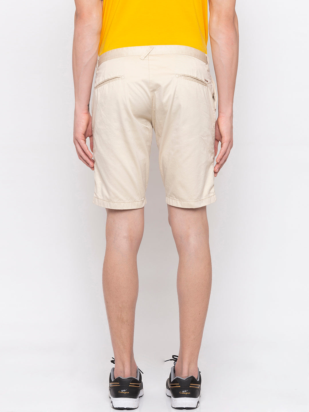 Spykar Men Beige Cotton Slim Fit Shorts