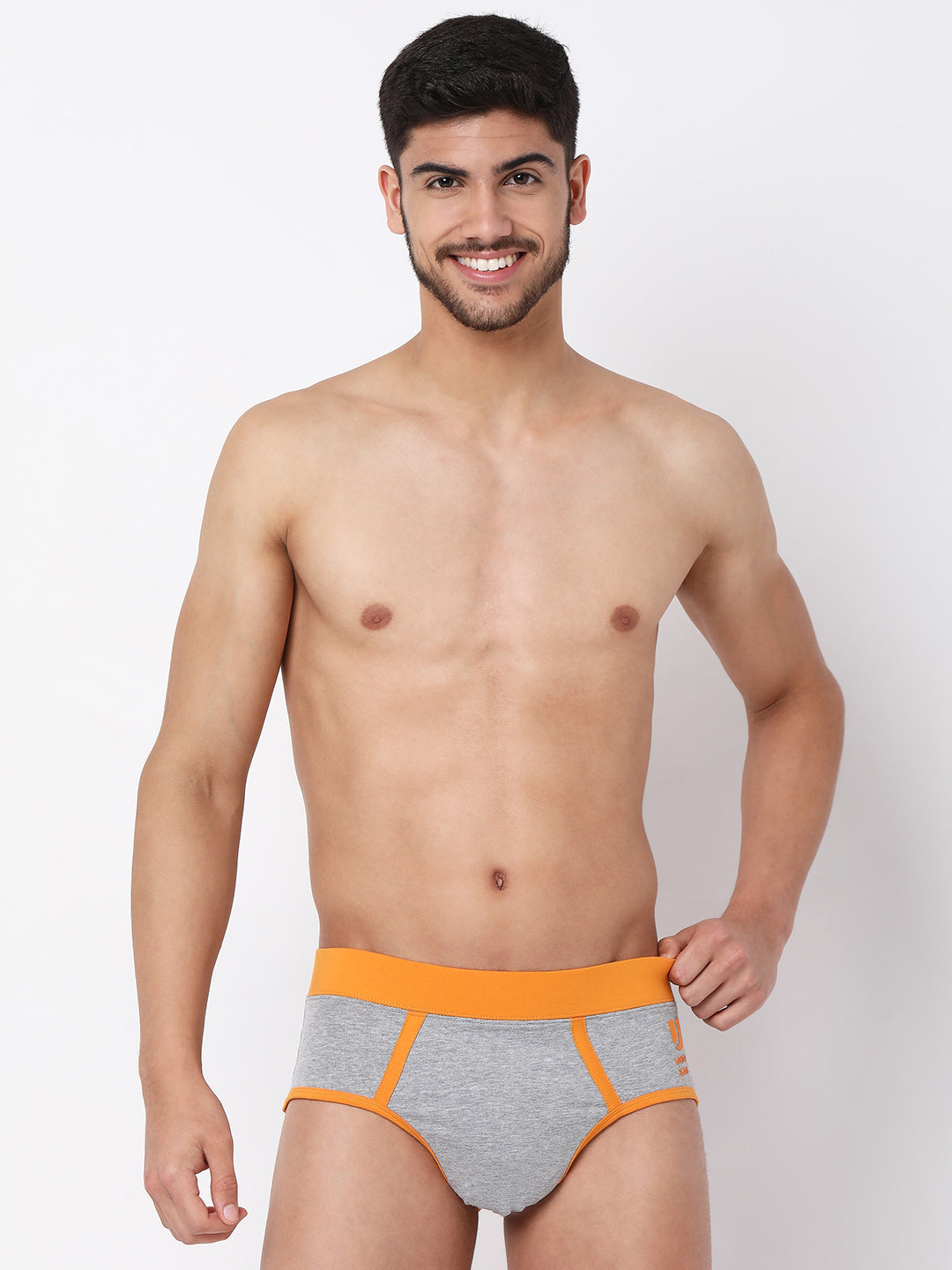 Underjeans By Spykar Men Premium Cotton Blend Grey Brief