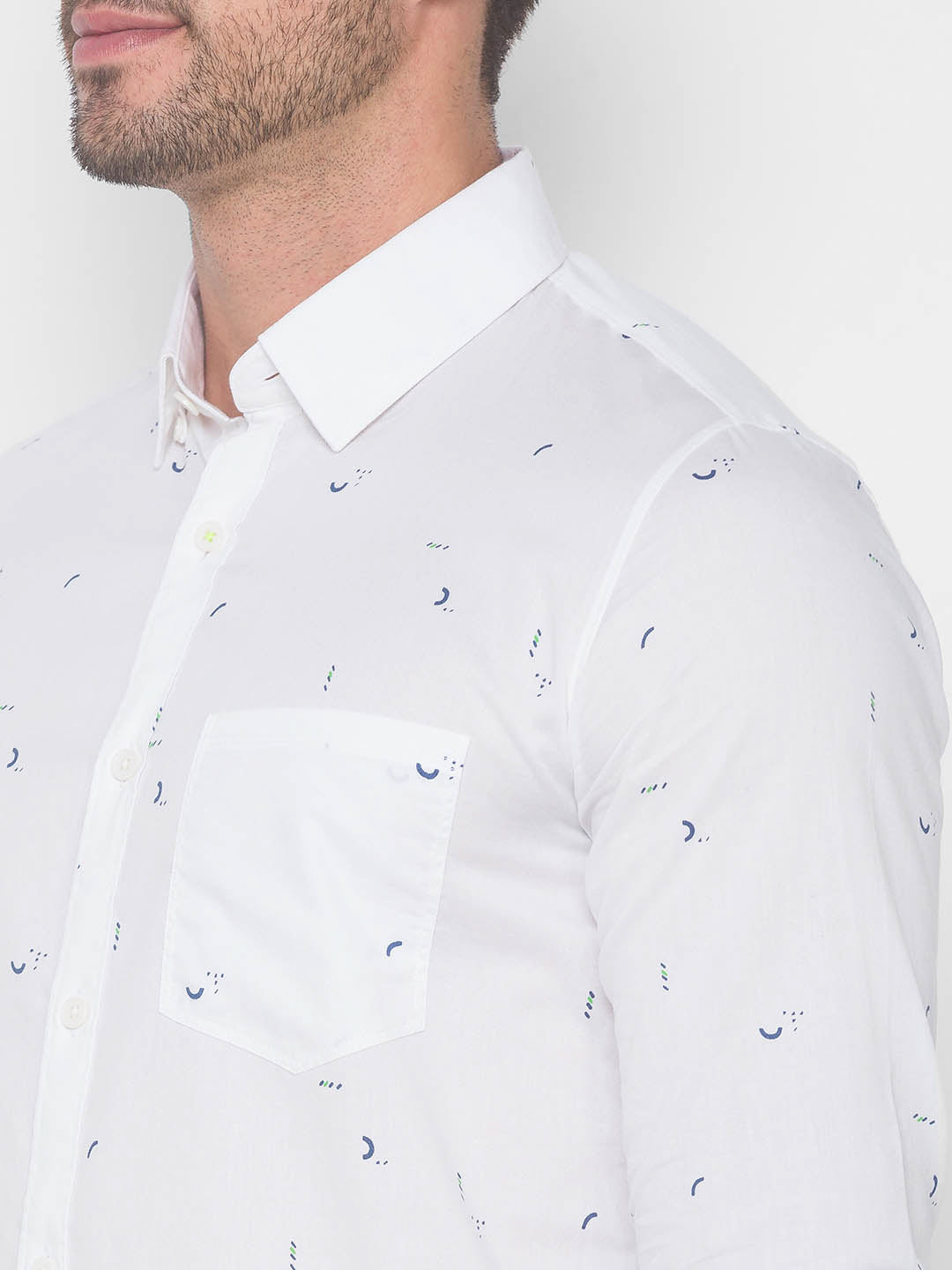 Spykar Men White Cotton Shirts (Slim)