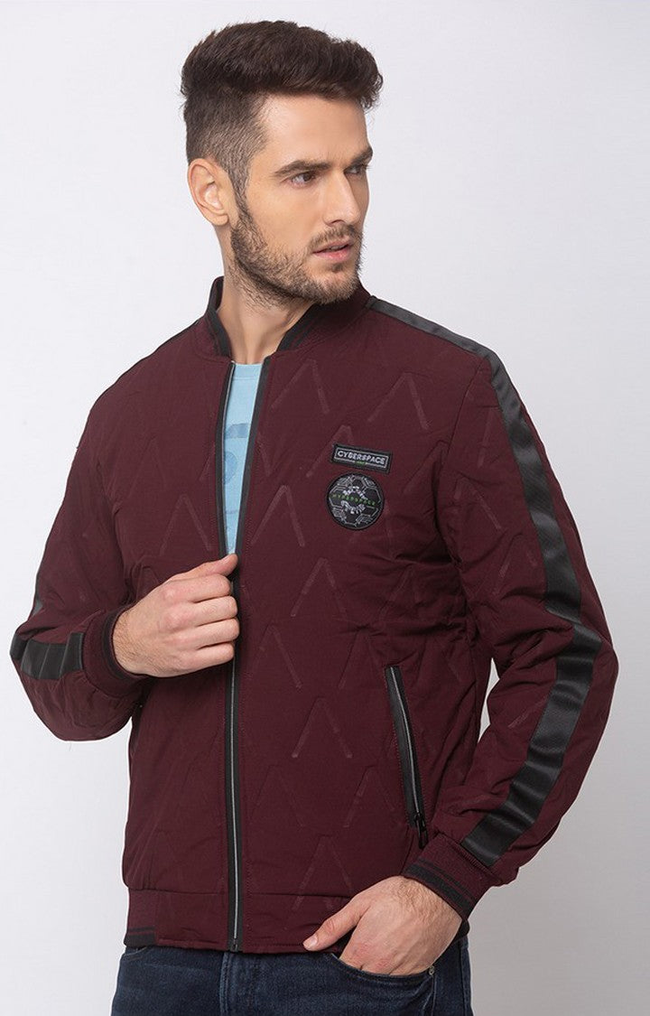 Spykar Maroon Activewear Straight Fit Jacket For Men