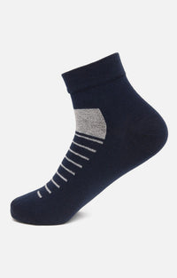 Men Premium Navy Ankle Length (Non Terry) Single Pair Of Socks- Underjeans By Spykar