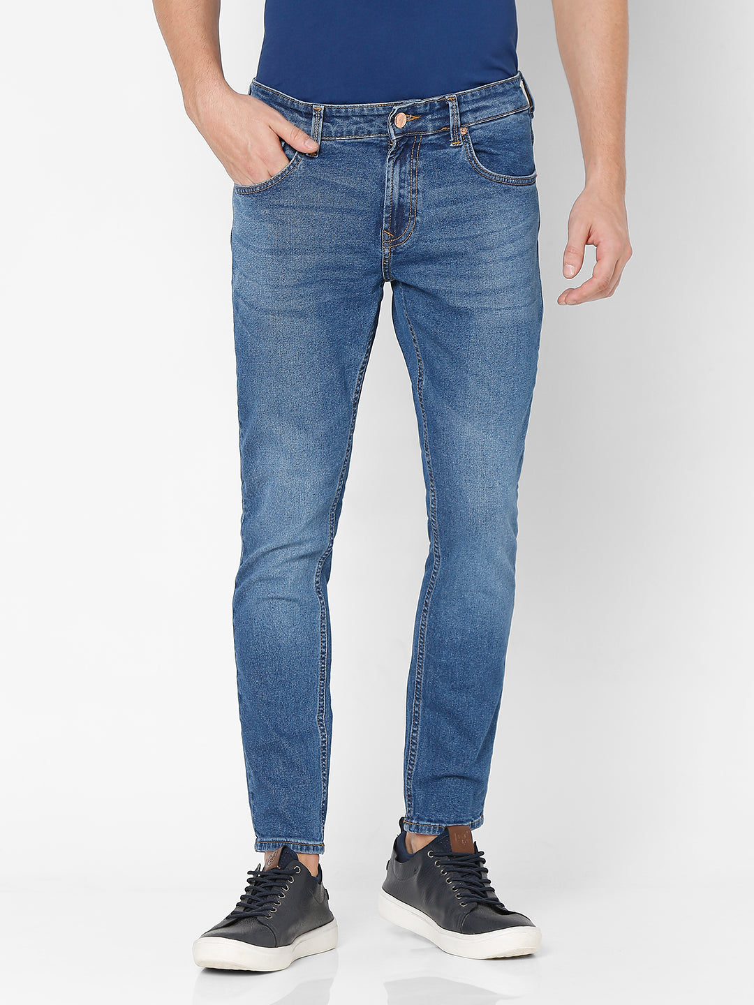 Spykar Men Blue Cotton Slim Fit Tapered Length Jeans (Kano)