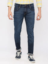 Spykar Men Mid Blue Cotton Regular Fit Narrow Length Clean Look Mid Rise Limited Edition Jeans (Rover)