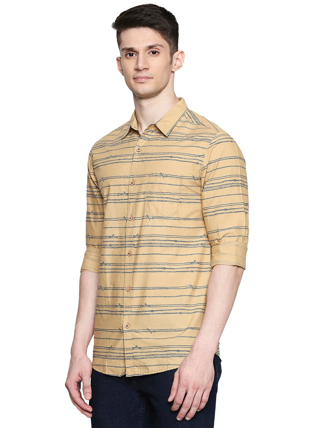 Spykar Men Cotton Khaki Shirt