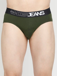 Men Premium Olive & Black Cotton Blend Brief - Pack Of 2- Underjeans By Spykar