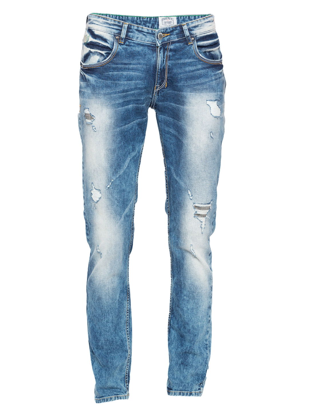 Spykar Men Blue Cotton Regular Fit Regular Length Jeans (Actif)