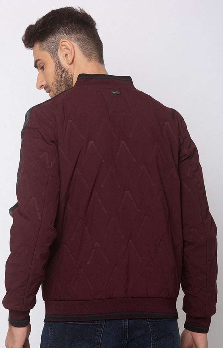 Spykar Maroon Activewear Straight Fit Jacket For Men