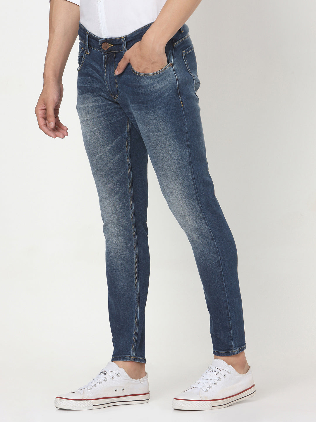 Spykar Men Blue Cotton Slim Fit Tapered Length Jeans (Kano)