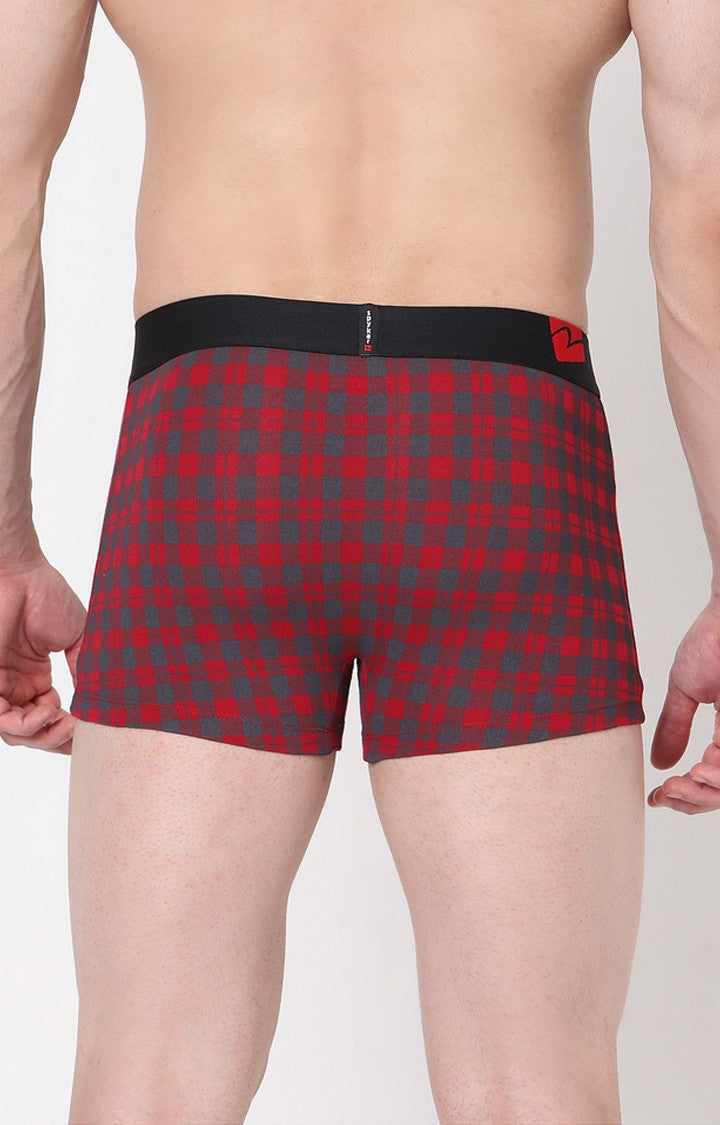 Underjeans By Spykar Men Maroon Checked Trunks