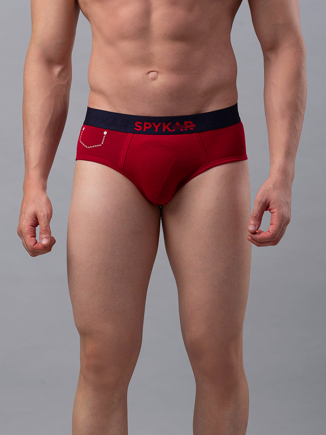 Men Premium Cotton Blend Maroon Brief- UnderJeans by Spykar