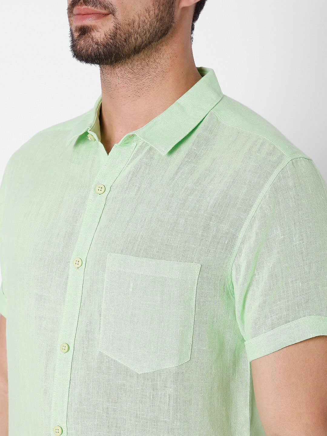 Spykar Slim Fit Men Lime Green Cotton Casual Shirts