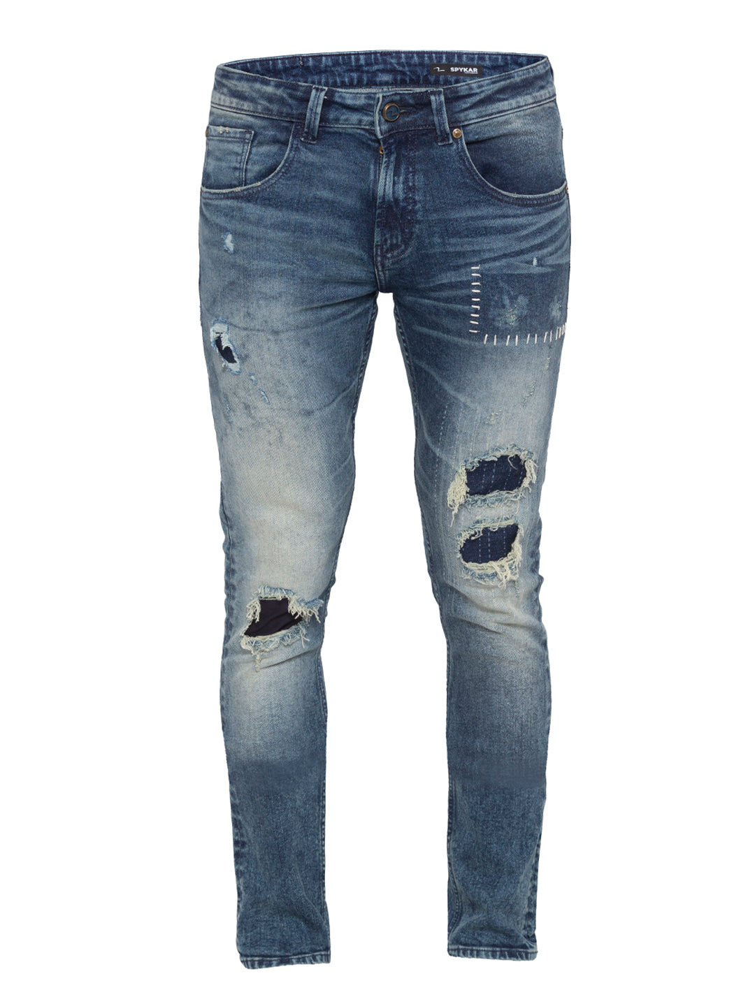 Spykar Men Vintage Blue Cotton Skinny Fit Jeans