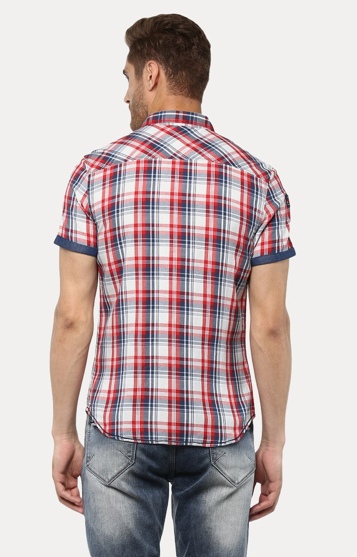 Spykar Men'S Red Cotton Checked Casual Shirts