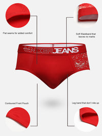 Underjeans By Spykar Men Premium Red Cotton Blend Brief