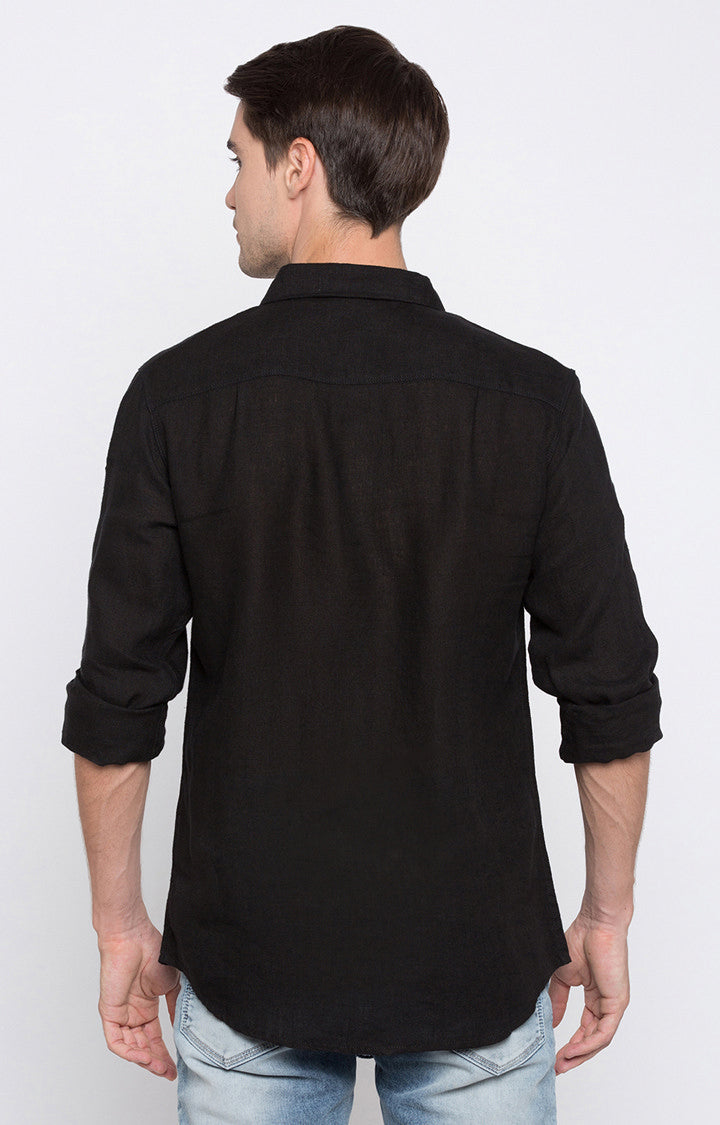 Spykar Men'S Black Cotton Solid Casual Shirts