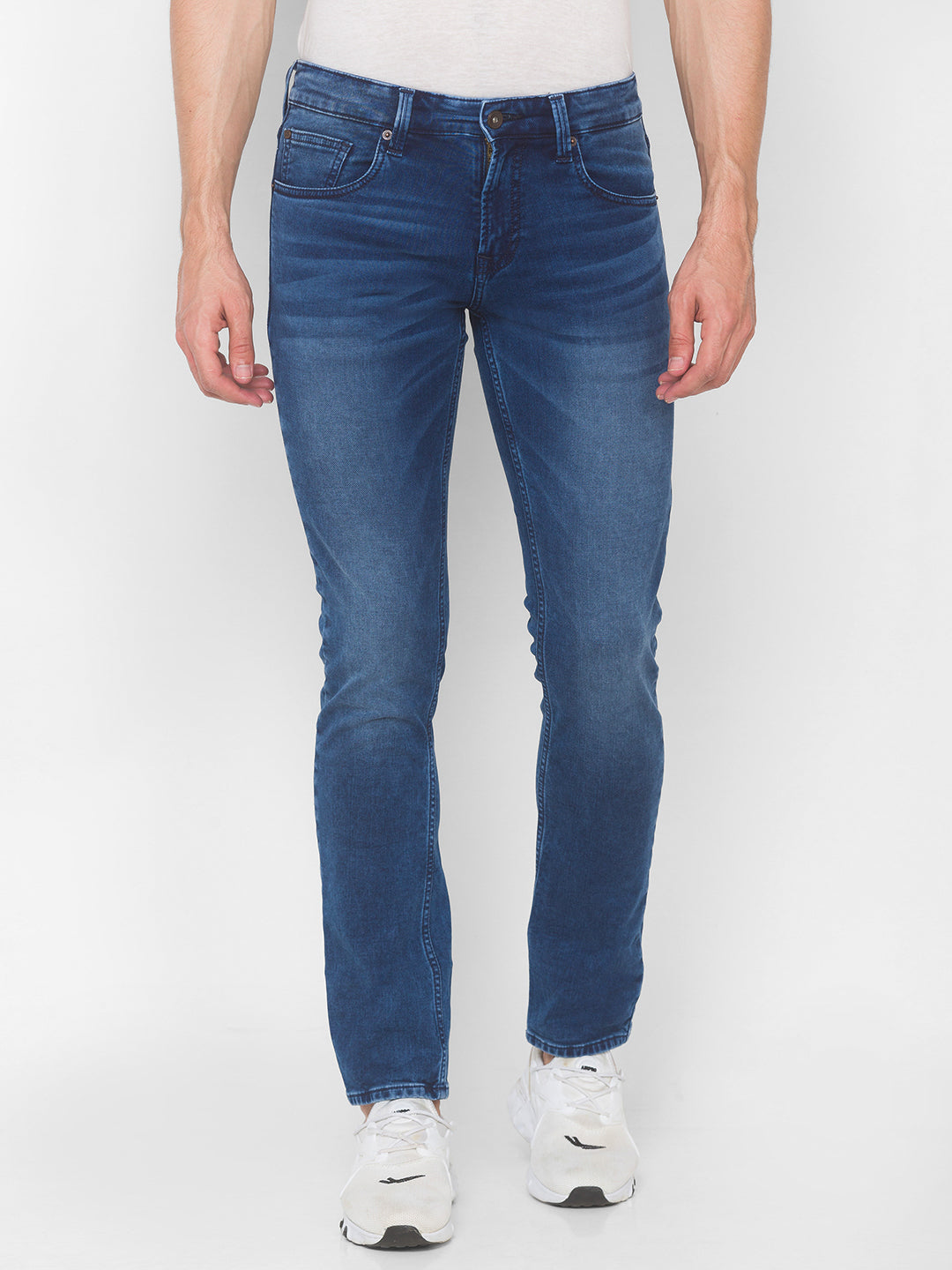 Spykar Men Blue Cotton Comfort Fit Straight Fit Jeans (Ricardo)