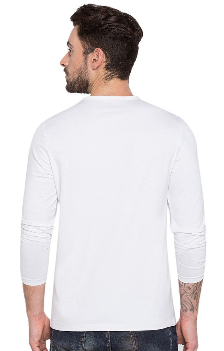 Spykar White Solid Slim Fit Men T-Shirts