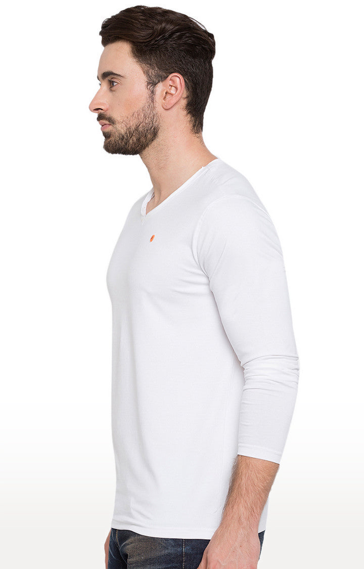 Spykar White Solid Slim Fit Men T-Shirts