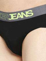 Men Premium Dull Purple & Black Cotton Blend Brief - Pack Of 2- Underjeans By Spykar