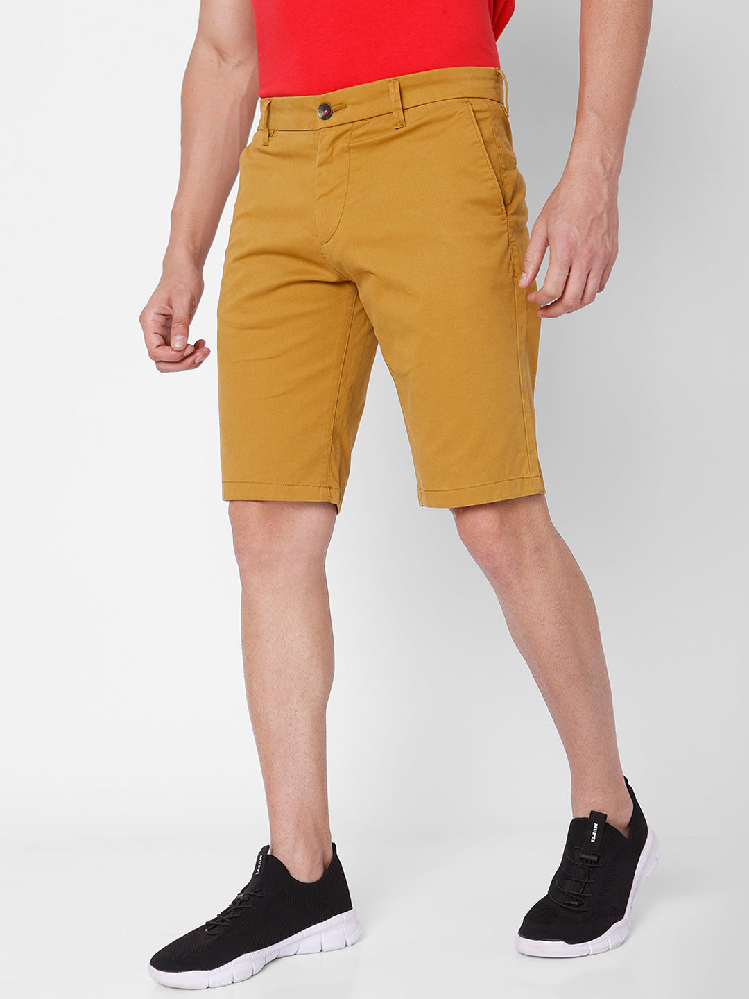 Spykar Men Brown Cotton Slim Fit Casual Shorts