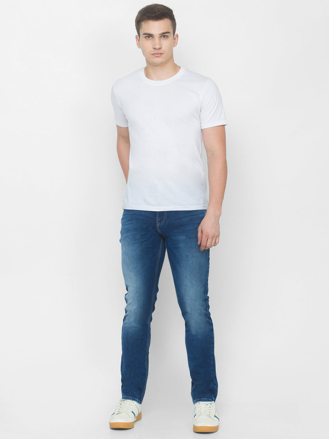 Spykar Men Blue Cotton Comfort Fit Straight Fit Jeans (Ricardo)