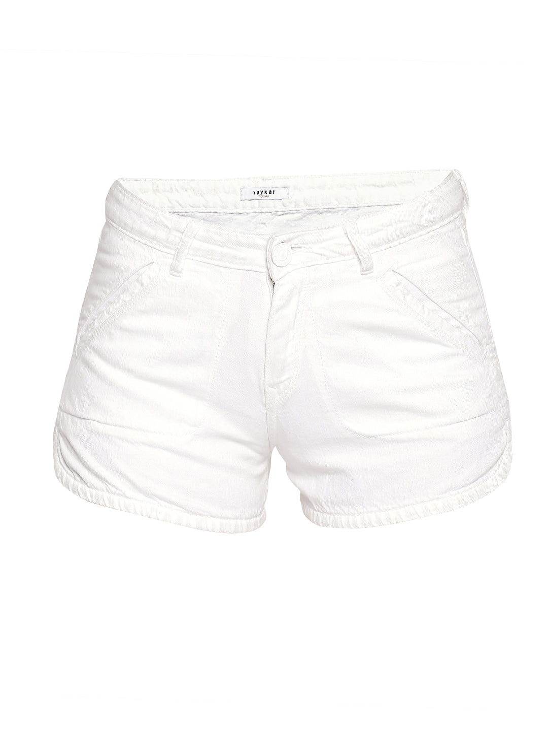 Spykar Women White Cotton Denim Shorts