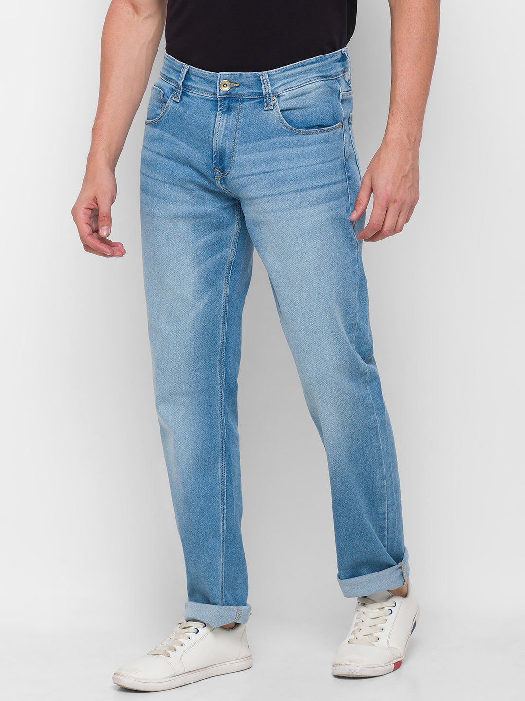 Spykar Men Blue Cotton Comfort Fit Straight Fit Jeans (Ricardo)