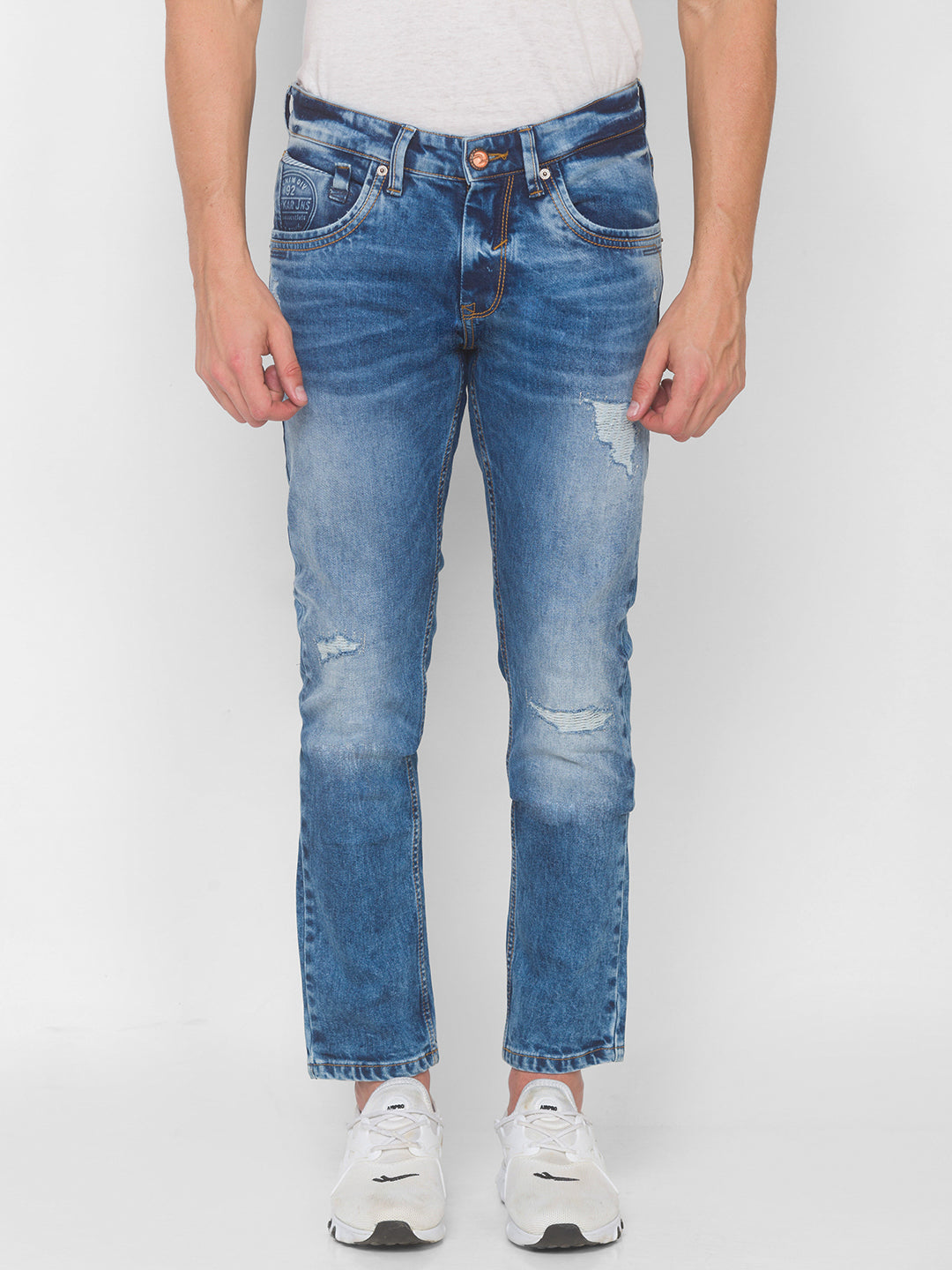 Spykar Men Blue Cotton Regular Fit Regular Length Jeans (Actif)